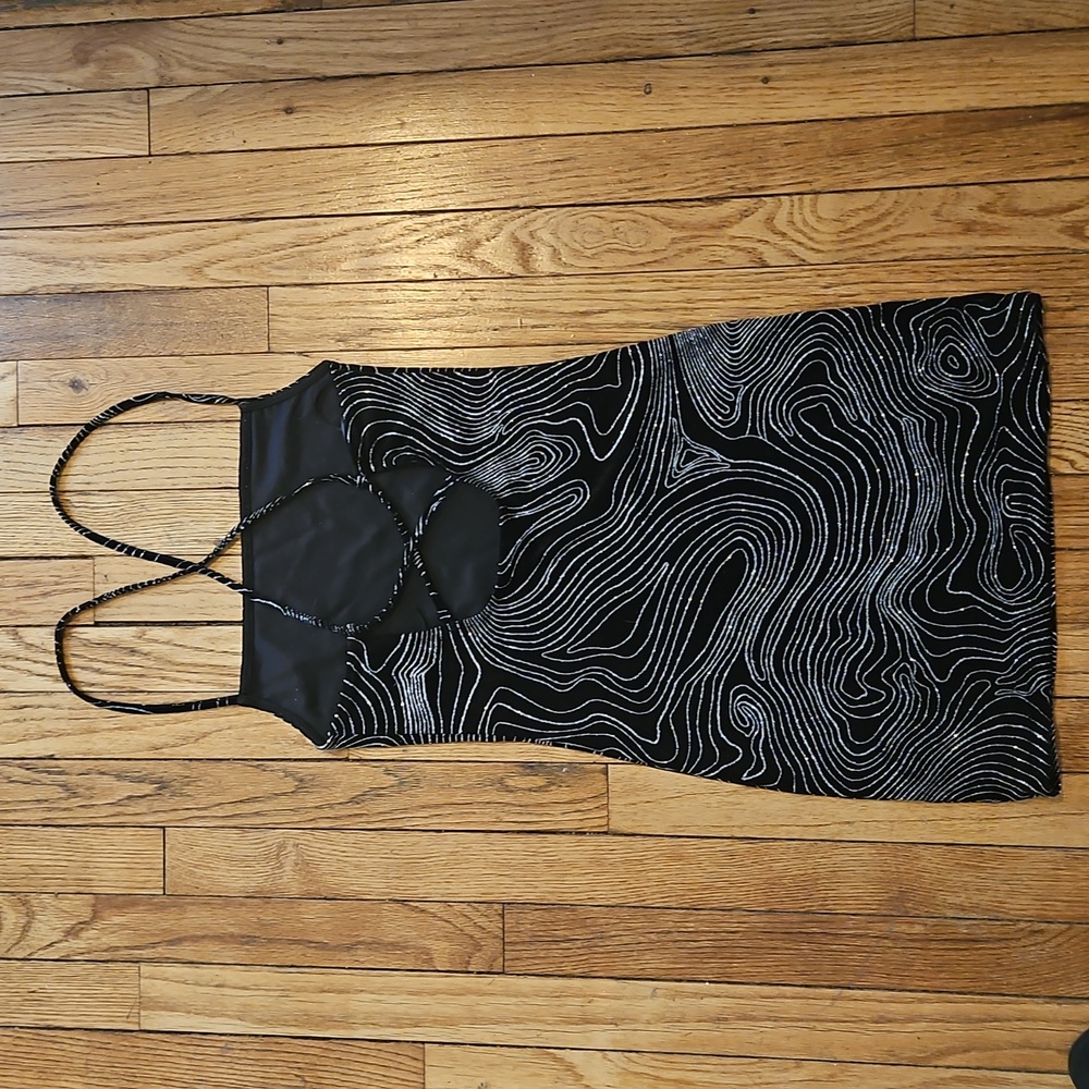 H&M Dived Black and White Glitter Strappy Bodycon Dress - Picture 3 of 5